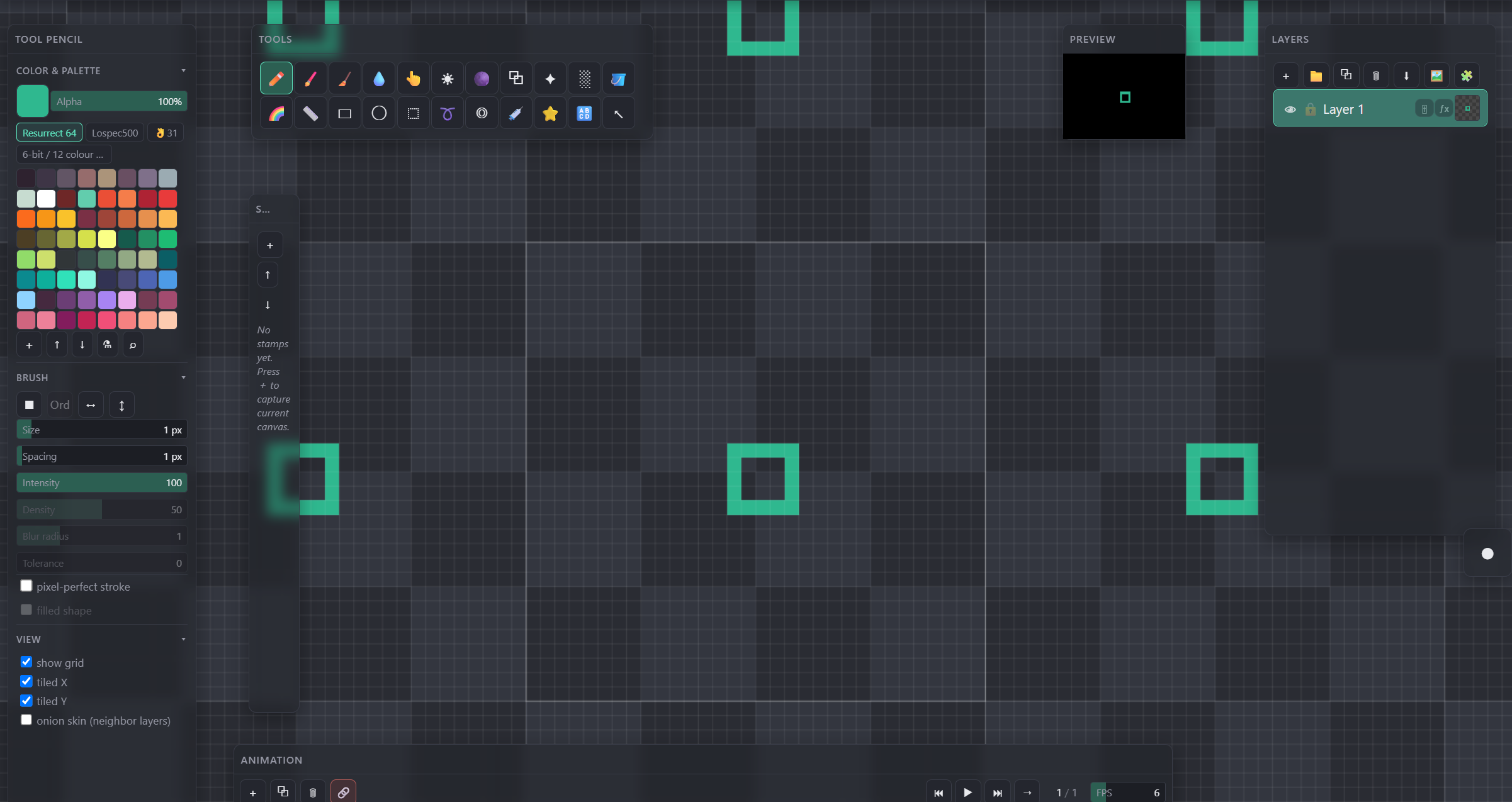 Canvas tiled preview repeating the document edge-to-edge