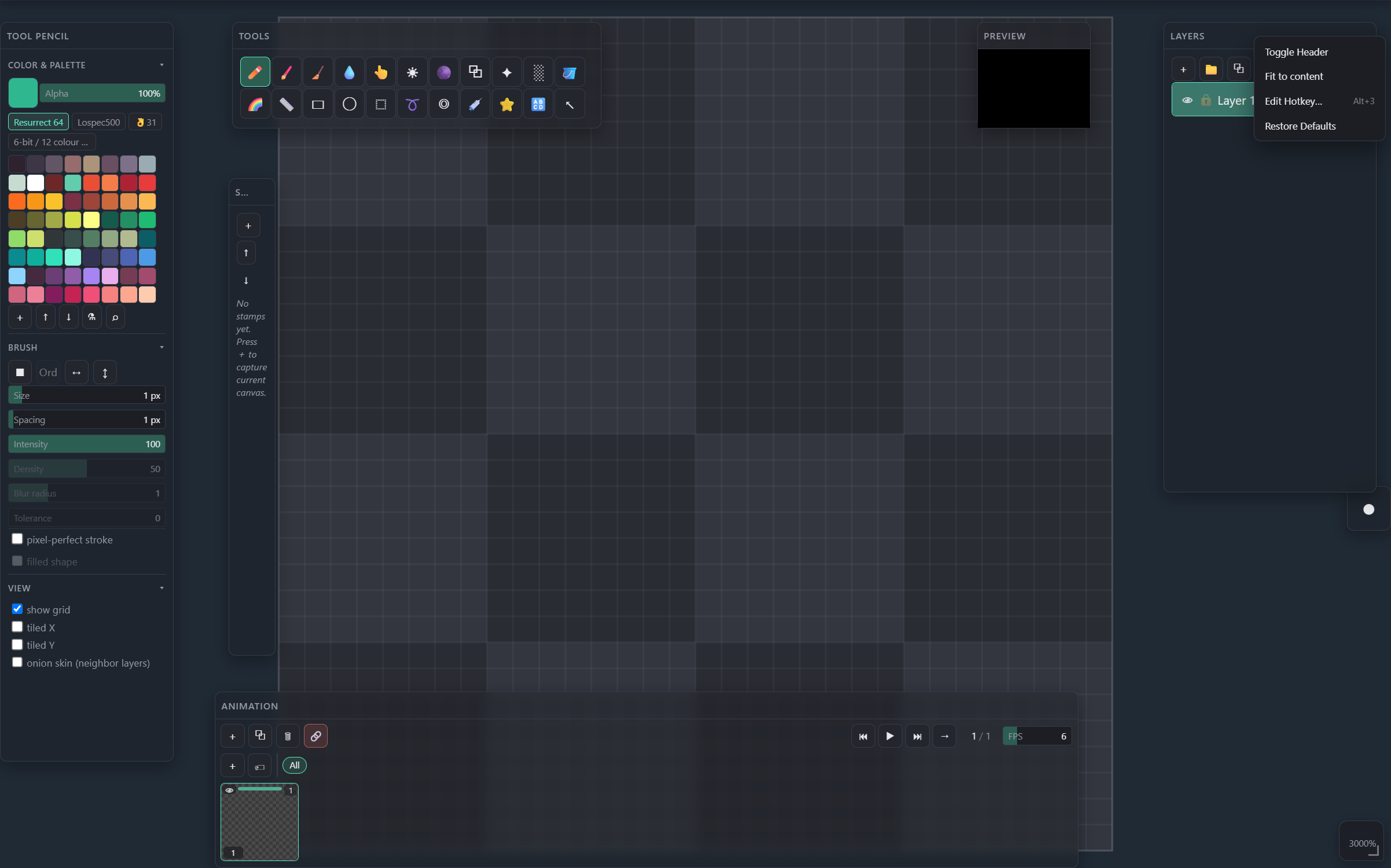 Panel right-click context menu